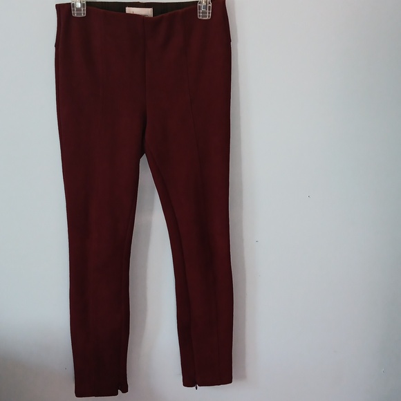 Anthropologie Burgundy Faux Suede Skinny Pants - Picture 3 of 6